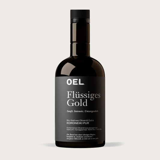 O.E.L. Flüssiges Gold Bio Olivenöl in der 500-ml-Glasflasche